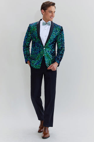 Green Men's Sequined Blazer Jacket