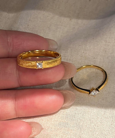 Stylish Gold Sterling Silver Overgild Zircon Wedding Rings