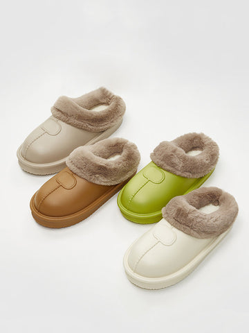 Winter Casual Unisex Solid Warm Non-slip Plush Slippers
