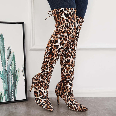 Stretchy Over The Knee Boots Pointed Toe Stiletto Heel Boots