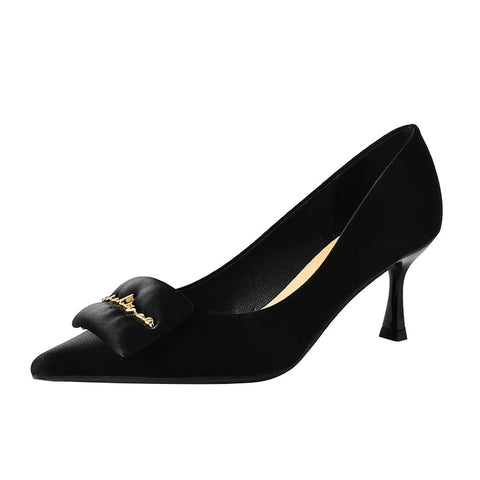 French high heels women's pointed thin heels fashionable shallow cut single shoes commuting work shoes