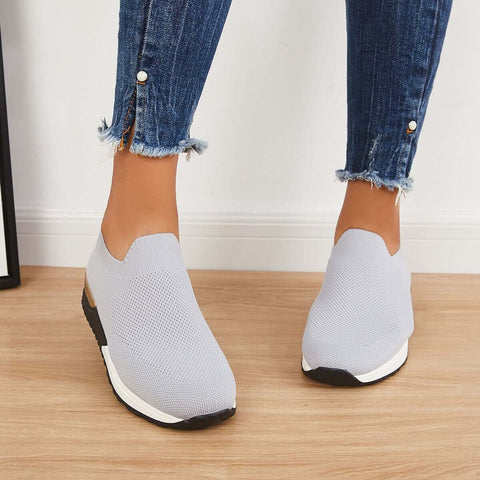 Lässige Slip-on-Strick-Loafters, atmungsaktive Wanderschuhe