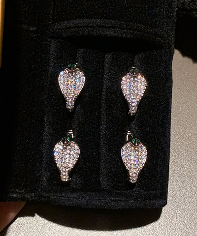 Beautiful Silvery Zircon Sparkling Stud Earrings