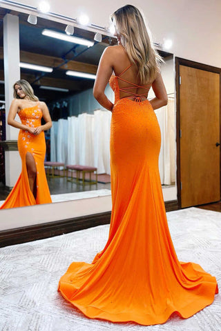 Mermaid One Shoulder Beaded Jersey Prom Dress with Beading