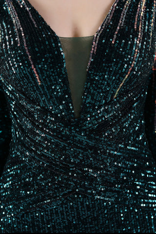 Sequined Long Sleeves Evening Dress