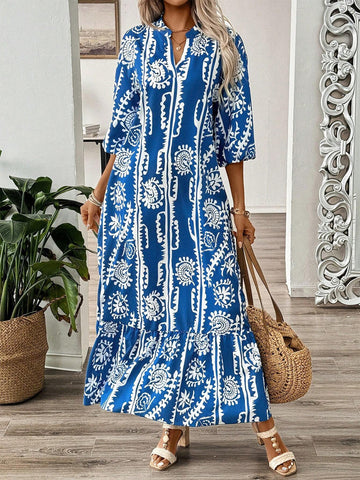 Maxi-Strandkleid mit halben Ärmeln