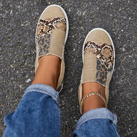 Lässige Slip-on-Plateau-Sneakers mit flachem Absatz und Loafer-Schuhen