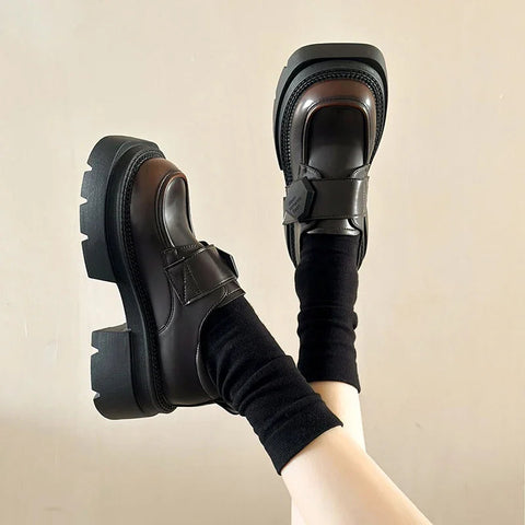 Flats Platform Loafers Shoes Women Spring New Dress Shoes Uniform Fashion Brand 2024 Designer Female Casual Zapatillas Walking