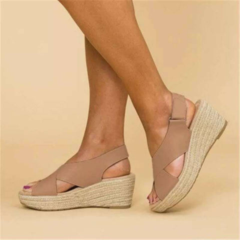 Criss Cross Espadrilles Platform Wedges Ankle Strap Sandals