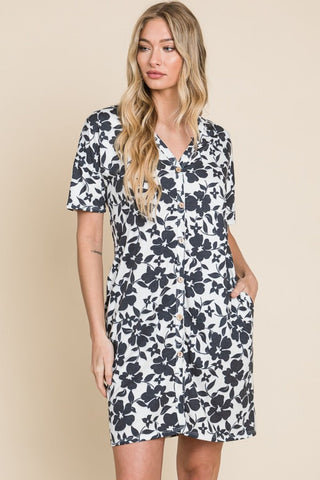 Floral Button Down Mini Resort Dress