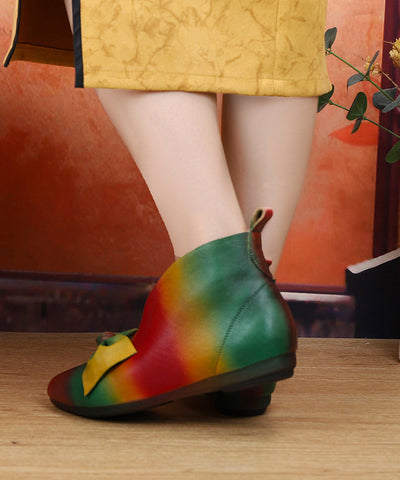 2023 New Soft Flats Colorful Ethnic Style Women Bow Ankle Boots