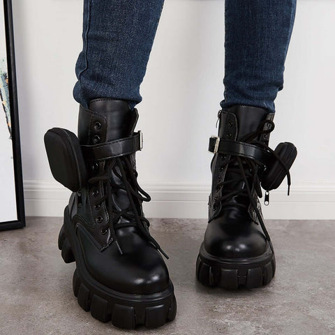 Chunky Platform Combat Ankle Boots Goth Lug Sole Booties