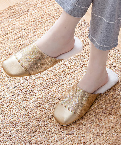 Frauen Silber Hausschuhe Schuhe Spleißen Fuzzy Wolle Gefüttert