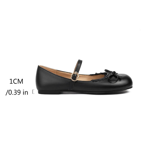 - Spring Autumn Pink White Mary Janes Flat Shoes Woman Round Toe Buckle Strap Lolita Girls Student Ballet Flats Plus Size 43 44 45