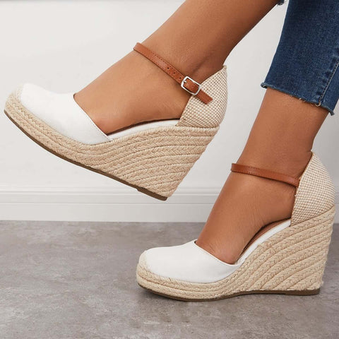 Closed Toe Espadrilles Wedges Platform Ankle Strap Dress Sandals