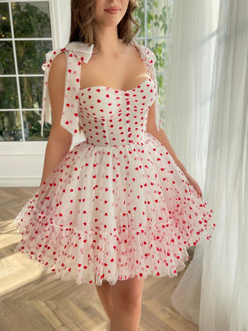A-Linie Tüll-Heimkehrkleid mit Herzausschnitt