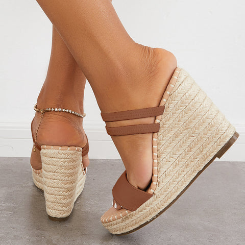 Espadrille Wedge Platform Sandals Open Toe Strappy Summer Slides