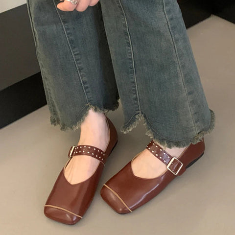 Ballett Tanz Wohnungen Frauen Loafer Schuhe Karree Kleid Flach Weiche Schuhe 2024 Mode Gemütliche Designer Frühling Casual Femme Schuhe