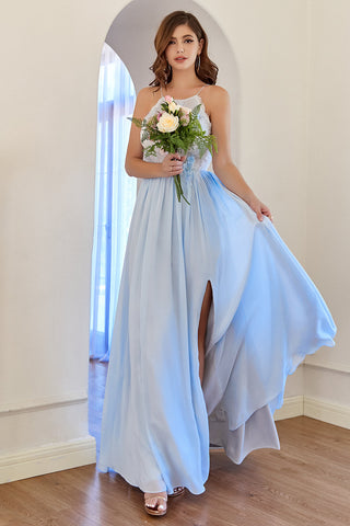 Light Chiffon Long Prom Dress with Lace