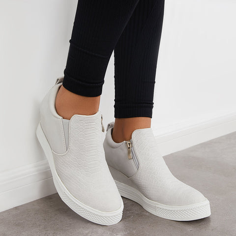 Casual Slip on Platform Wedge Sneakers Hidden Wedge Booties