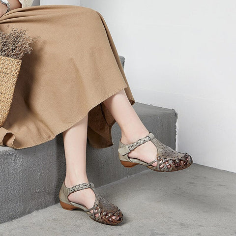Summer Retro Handmade Plaited Leather Sandals