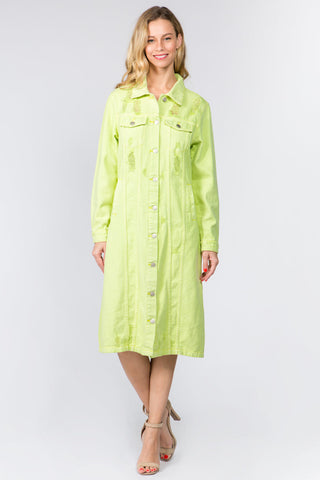 Midikleid aus Distressed-Jeansstoff mit Knopfleiste
