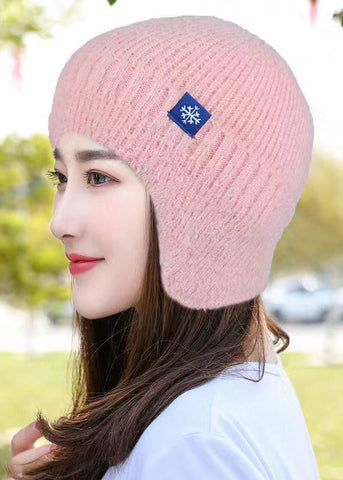 Herbst und Winter Rosa Gestrickter warmer Ohrenschutz Boonie Hat