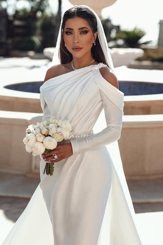 Long Sleeves Mermaid Wedding Dress Overskirt Online