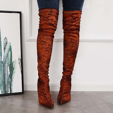 Stretchy Over The Knee Boots Pointed Toe Stiletto Heel Boots