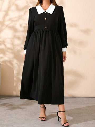 Langärmliges Midikleid in Übergröße