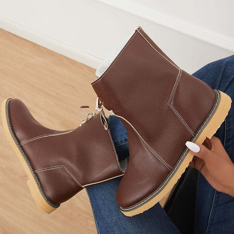 Warm Cotton Lined Snow Ankle Boots Wide Width Flat Booties