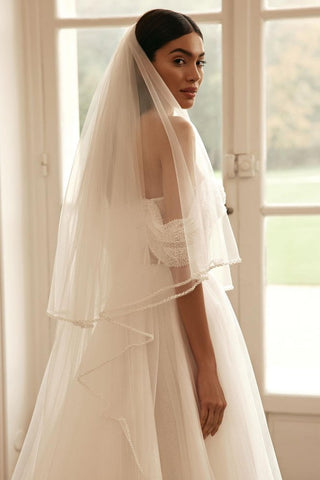Off-the-Shoulder Wedding Dress A-Line Tulle With Long Sleeves