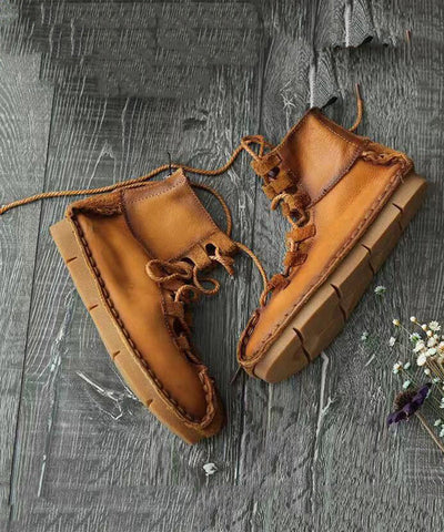 Französische Khaki-Schnürschuhe aus Rindsleder mit Hohlsaum