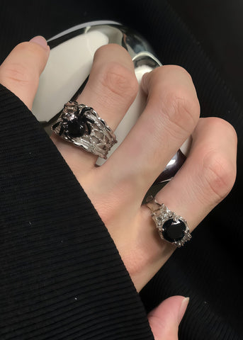 Dark Style Spider Tungsten steel Open Ring Two Piece Set