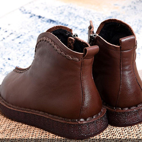 Leather Vintage Ethnic Style Soft Women Ankle Boots ( Added plush styles)