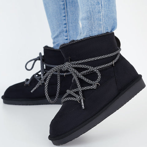 Lace Up Ankle Snow Boots Non Slip Warm Winter Booties