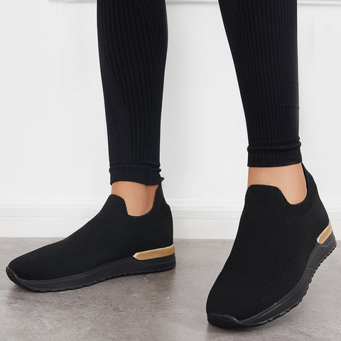 Lässige Slip-on-Strick-Loafters, atmungsaktive Wanderschuhe