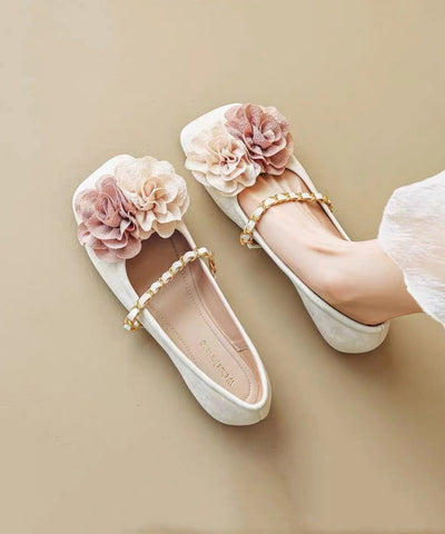 Boutique Bequeme Spleißen Floral Beige Flats Schuhe