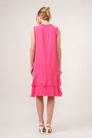 Fringe Detail Tiered Midi Dress