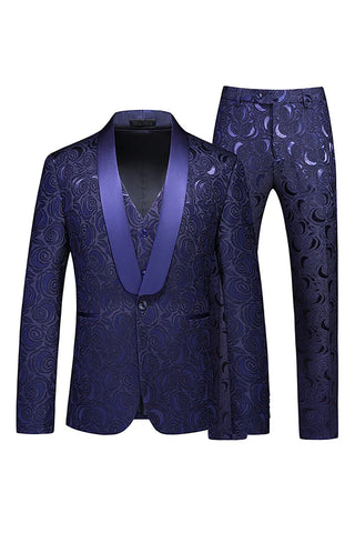 White Jacquard 2 Pieces Shawl Lapel Men's Prom Suits