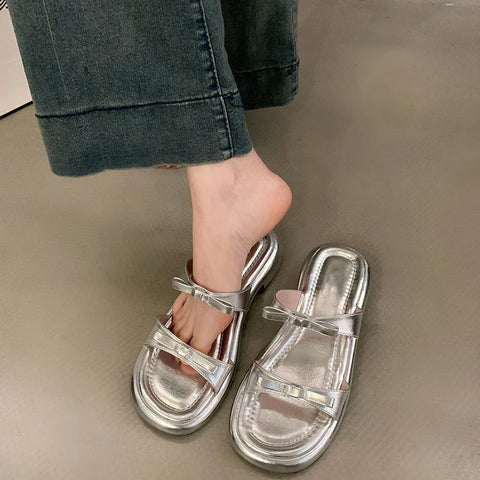 Designer Summer Butterfly-knot Women Slippers Fashion Open Toe Flats Slides Ladies Outdoor Casual Beach Sandalias Flip Flop