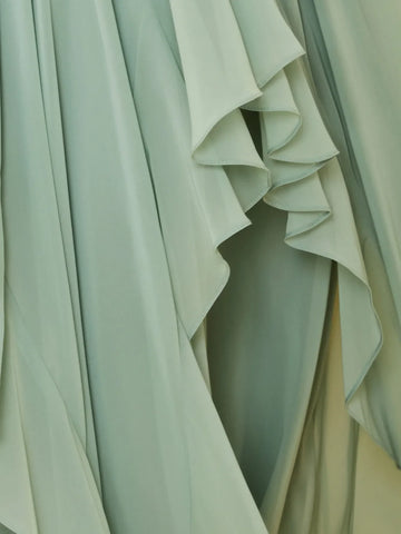 Classy Plain V Neck A-line Chiffon Bridesmaid Dress With Ruffle