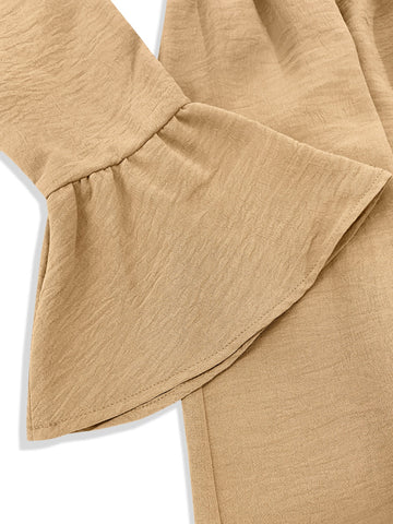 Maxikleid mit gesmokten Volantärmeln