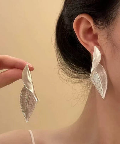 Silver Leaves Metal Earrings
