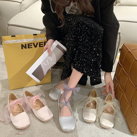Ballett Tanz Wohnungen Schuhe Frauen Frühjahr Neue Flache Kleid Schuhe Mode 2024 Marke Walking Mode Mujer Casual Zapatillas Elegante
