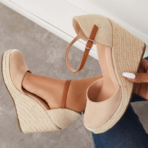 Closed Toe Espadrilles Wedges Platform Ankle Strap Dress Sandals
