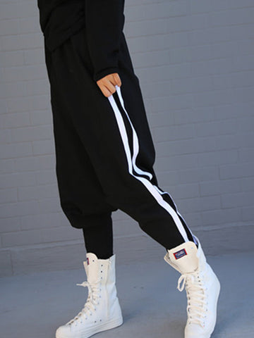 Loose Striped Empire Harem Pants