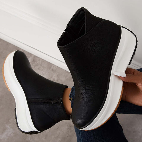 Non Slip Platform Wedge Sneakers Slip on Ankle Boots