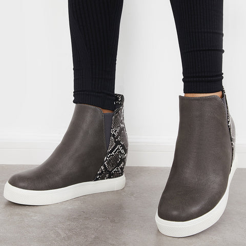 Slip on Hidden Wedge Sneakers Platform Wedge Booties