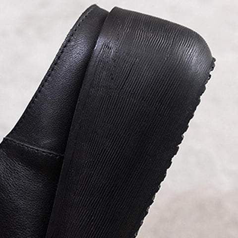 Women 2022 Sewing Platform Casual Leather Slippers
